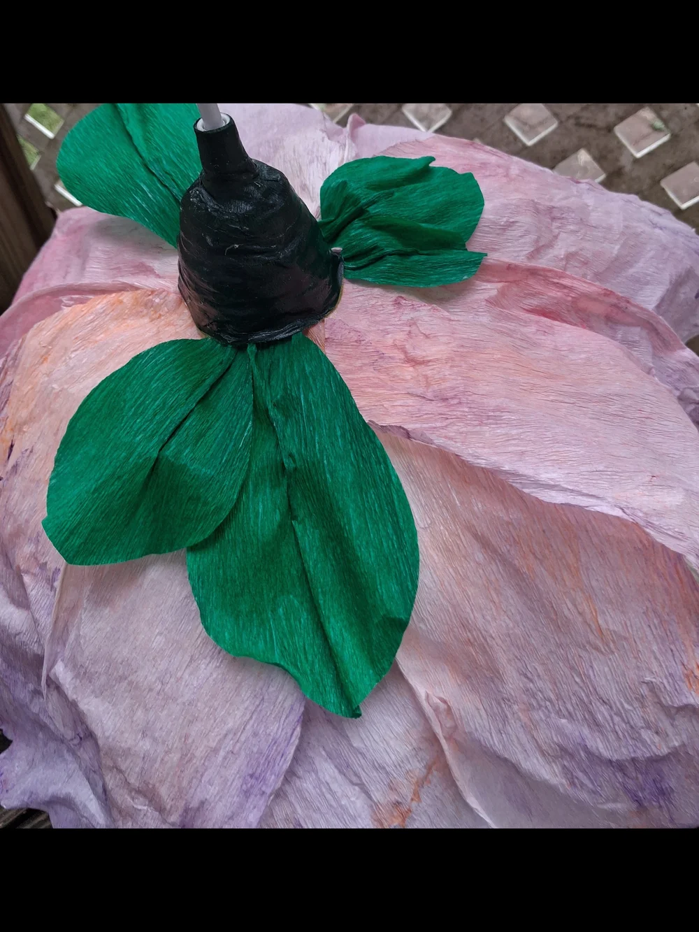 Handcrafted Large Watercolor Italian Crepe Paper Flower Hanging Lamp W/LED Bulb